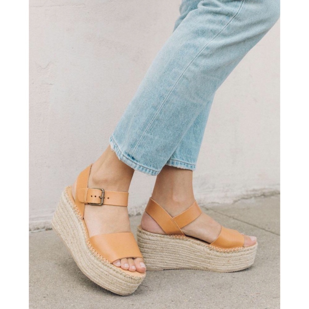 Anthropologie Soludos Minorca Platform Wedge Espadrille Sandal Nude 11
